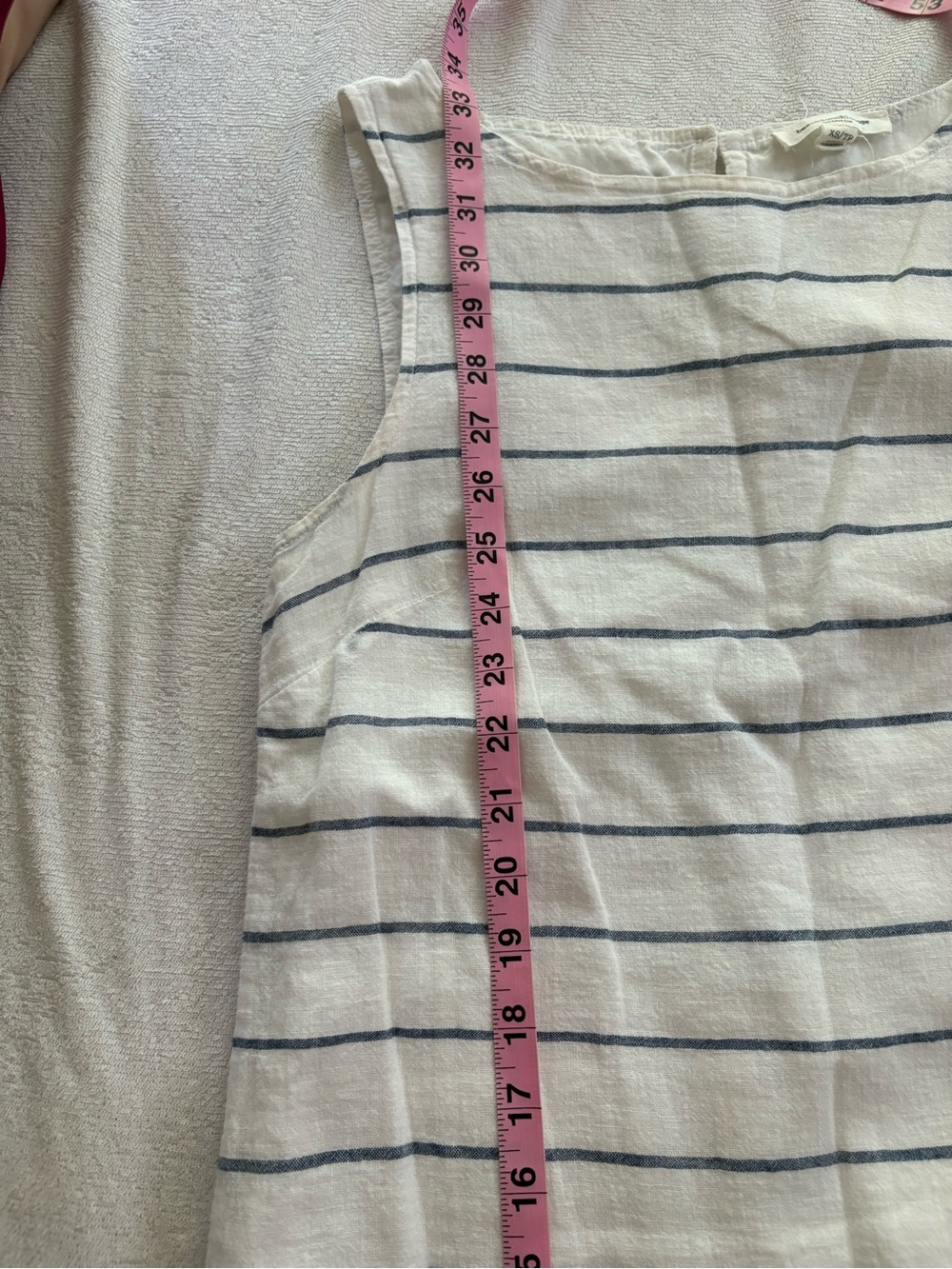 Beachlunchlounge Alina Striped Linen Blend Shift Dress XS Blue White Lined - Picture 9 of 9